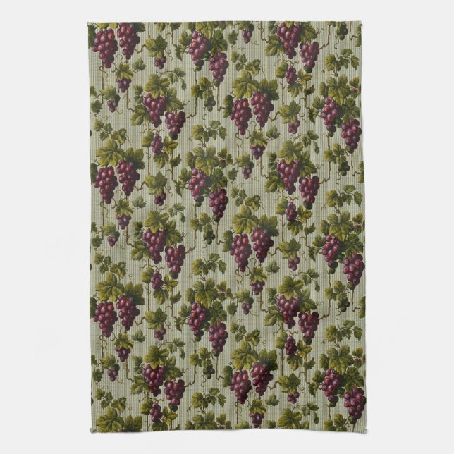 1900 Vintage Trauben Botanisches Design Frucht Geschirrtuch (Vertikal)
