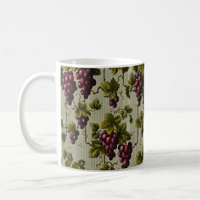 1900 Vintage Trauben Botanisches Design Frucht Kaffeetasse (Links)
