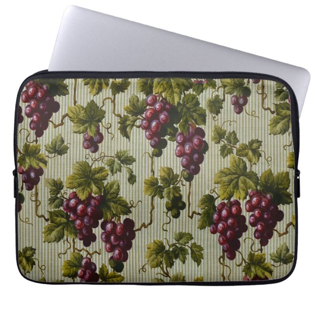 1900 Vintage Trauben Botanisches Design Frucht Laptopschutzhülle (Vorderseite)