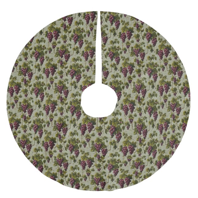 1900 Vintage Trauben Botanisches Design Frucht Polyester Weihnachtsbaumdecke (Vorderseite)