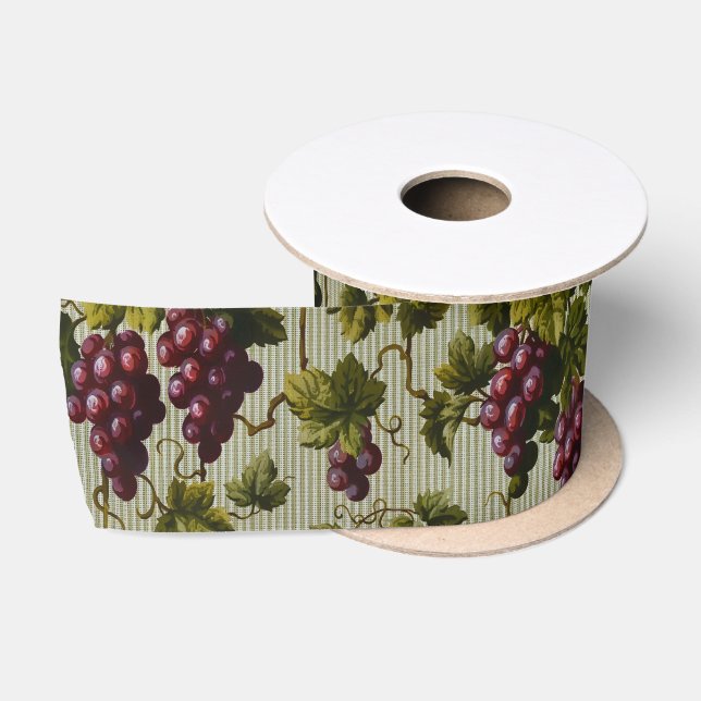 1900 Vintage Trauben Botanisches Design Frucht Satinband (Spule)