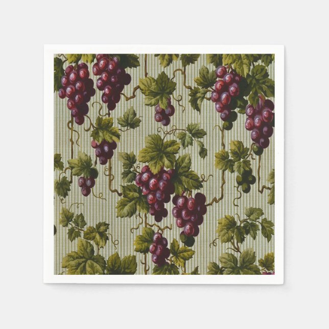 1900 Vintage Trauben Botanisches Design Frucht Serviette (Vorderseite)