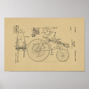 1900 Vintages Fahrradpatent Art Printwerbung Poster