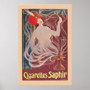 1900er Zigaretten Saphir Vintage Style Tabak Poster