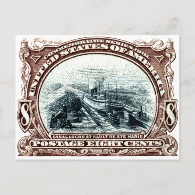 1901 Canal Locks Michigan Postkarte (Vorderseite)