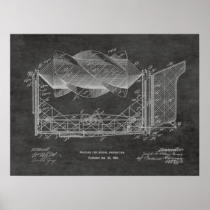 1901 Flugmaschinen-Flugzeug-Patentzeichnung Druck Poster