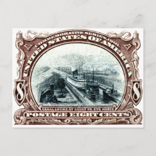 1901 Kanal-Schleusen Michigan Postkarte