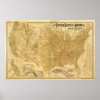 1901 Karte der USA Poster