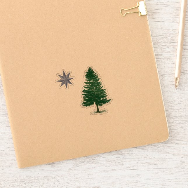 1901 Maine Flag Clear Sticker Set - Vintag Style (Notizbuch)