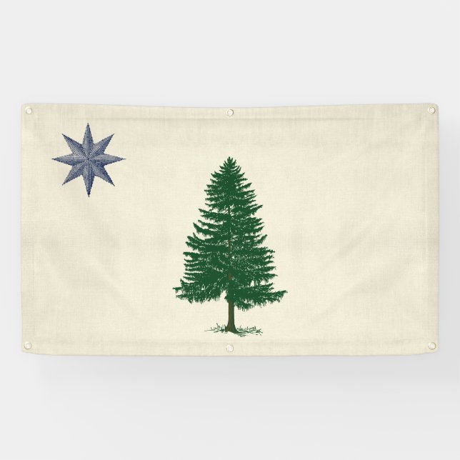 1901 Maine Flag Outdoor Banner - Vintager Stil (Horizontal)