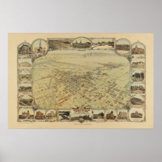 1901 Panoramablick auf die Vogelperspektive, Baker Poster