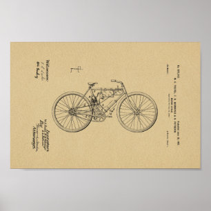 1901 Vintage motorisierte Fahrradpatente Art Print Poster