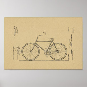 1901 Vintages Fahrradpatent Art Print Poster
