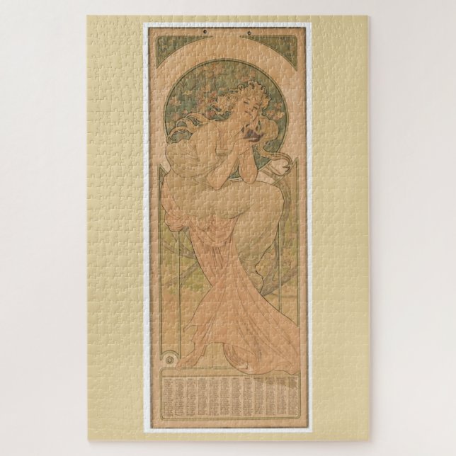 1902 Art Nouveau Calendar by Alphonse Mucha Puzzle (Vertikal)