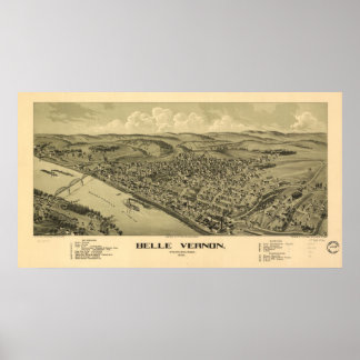 1902 Belle Vernon, PA Birds Eye Panoramablick Kart Poster