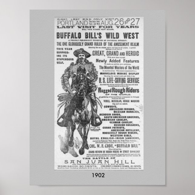 1902 Buffalo Bill's Wild West Show Ad Poster Image (Vorne)