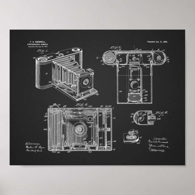 1902 Faltkamera Patent Art Zeichnend Druck Poster (Vorne)