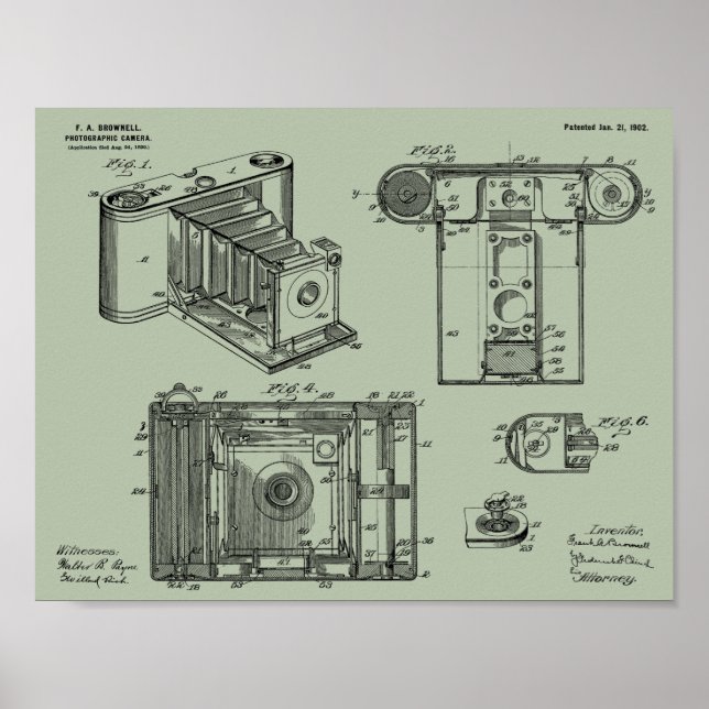 1902 Faltkamera Patent Art Zeichnend Druck Poster (Vorne)