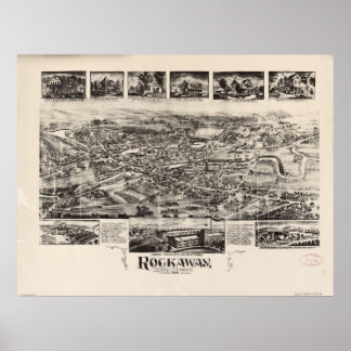 1902 Rockaway, NJ Birds Eye View Panorama Karte Poster