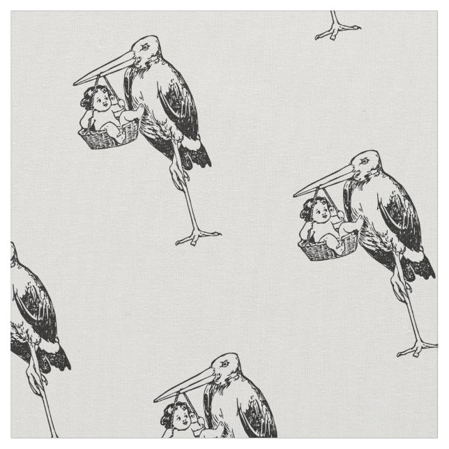 1902 Vintag Stork Baby Ad Stoff (Nahaufnahme)