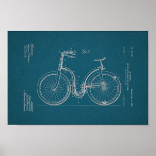 1902 Vintages Fahrrad Patent Blueprint Art Print Poster