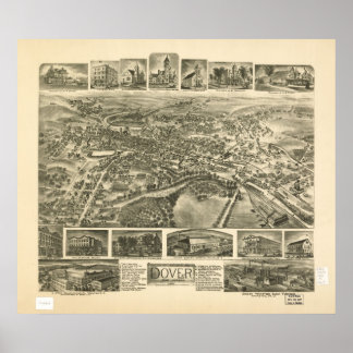 1903 Dover, NJ Birds Eye Panoramablick Karte Poster