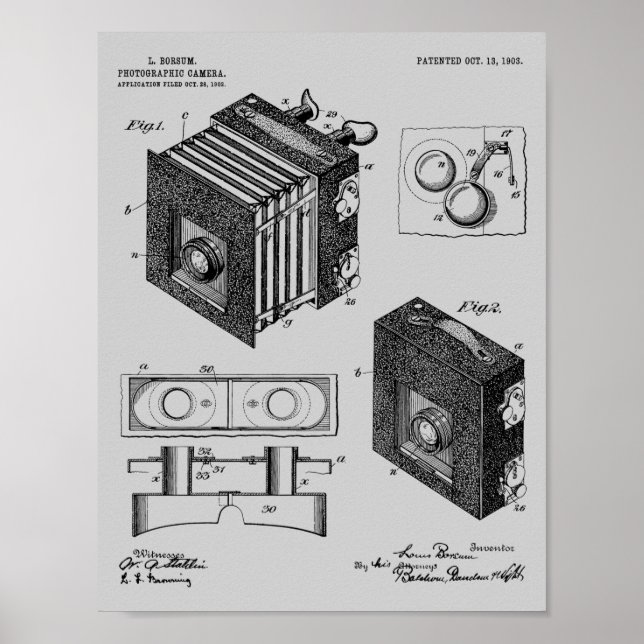 1903 Faltkamera Patent Art Zeichnend Druck Poster (Vorne)