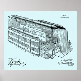 1903 Flying AirShip Patent Art Zeichnend Print Poster