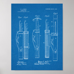 1903 Golf Club Caddy Bag Design Patent Art Print Poster
