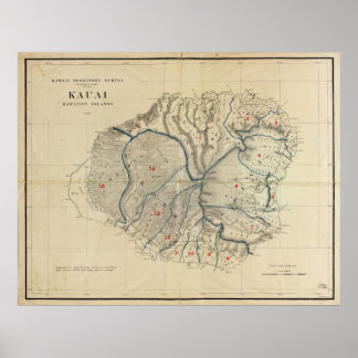 1903 Karte Kauai, Hawaiianische Inseln Poster