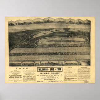 1903 Riverhead, New Birds Eye Panorama Karte Poster