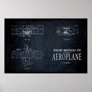 1903 SCHREIBER AIRPLANE BLUEPRINT POSTER