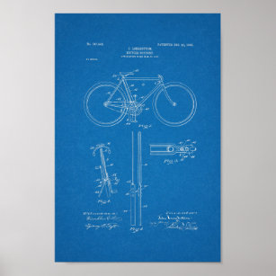 1903 Vintages Fahrrad Patent Blueprint Art Print Poster