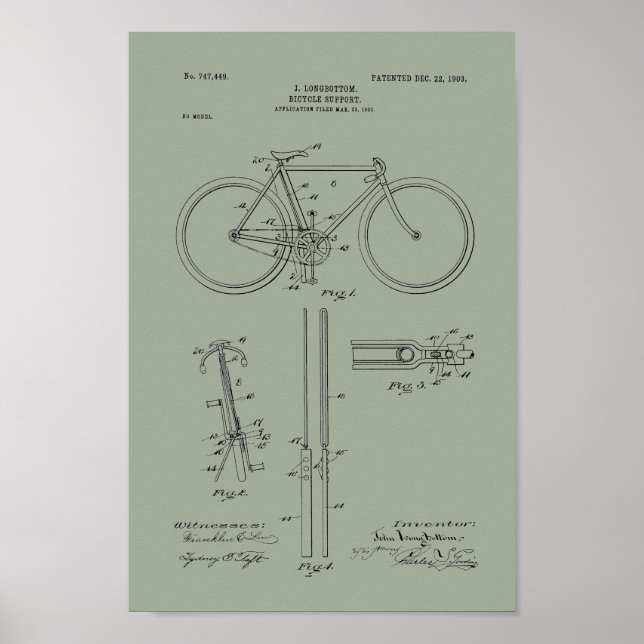 1903 Vintages Fahrradpatent Print Art Poster (Vorne)
