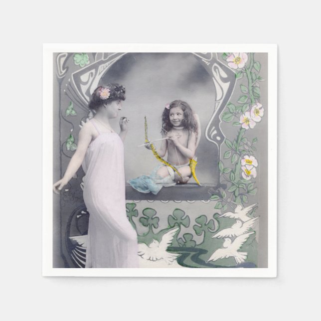 1904 Jugendstil Valentine Serviette (Vorderseite)