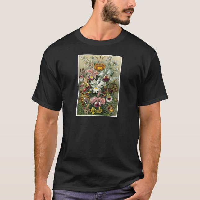 1904 Orchideen-Kunstformen Natur-Druck T-Shirt (Vorderseite)