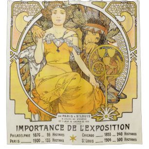 1904 Weltmesse von Alphonse Mucha Duschvorhang