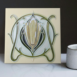 1905 Art Nouveau Gibbons UK Floral Fliese