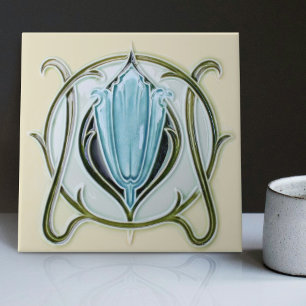 1905 Art Nouveau Gibbons UK Floral Fliese