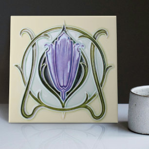 1905 Art Nouveau Gibbons UK Floral Fliese