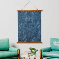 1905 Art Nouveau Style Blue Floral & Blätter Desig