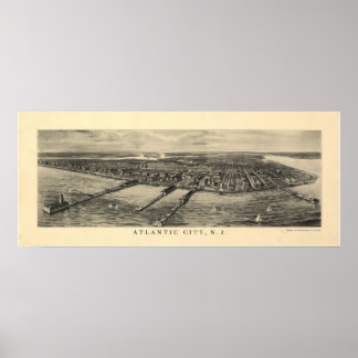 1905 Atlantic City NJ Birds Eye Panoramablick Kart Poster