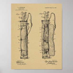 1905 Golf Club Caddy Bag Design Patent Art Print Poster