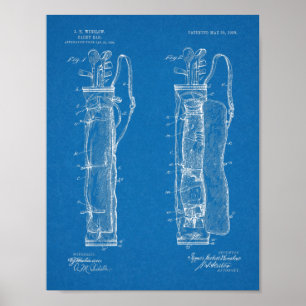 1905 Golfschläger-Caddytasche Design-Patent-Kunst  Poster