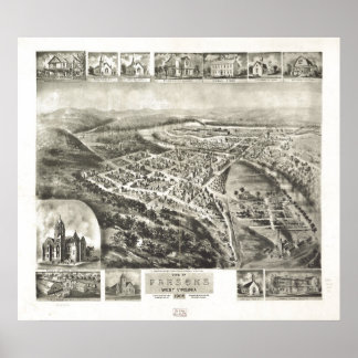 1905 Parsons, WV Bird's Eye View Panorama Karte Poster