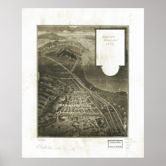 1905 San Mateo, CA Birds Eye Panorama Karte Poster
