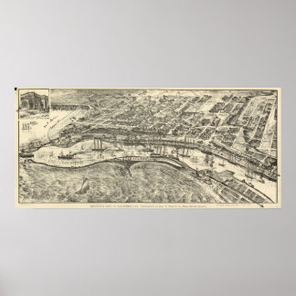 1905 San Pedro CA Birds Eye Panorama Karte Poster