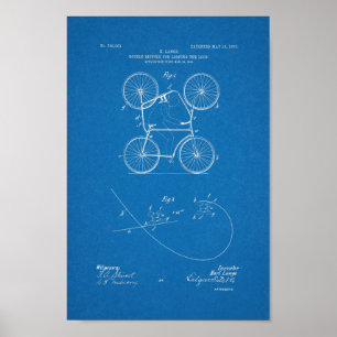 1905 Vintages Doppelfahrrad Patent Blueprint Art Poster