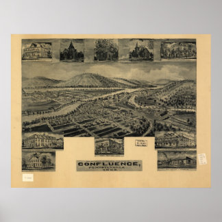 1905 Zusammenfluss, PA Birds Augen Blick Panoramab Poster