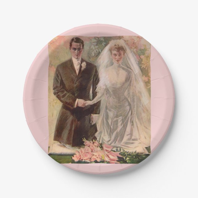 1906 Edwardian Hochzeit Pappteller (Vorderseite)